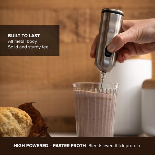  Bellemain Professional Milk Frother 2-Speed Battery Operated Handheld Milk Frother for Latte, Cappuccino,and Bulletproof Coffee