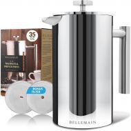 [아마존베스트]Bellemain French Press - Extra Filters Included - Coffee and Tea Maker - Stainless Steel- (Stainless Steel, 20 oz)