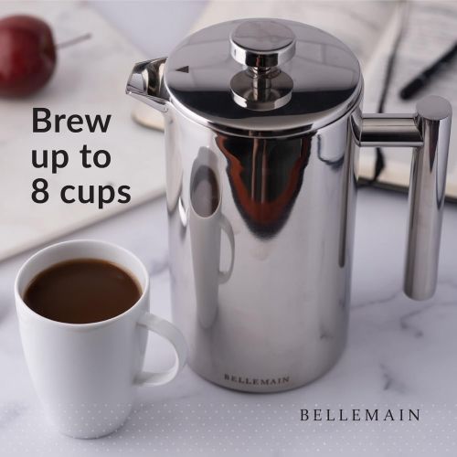  [아마존베스트]Bellemain French Press - Extra Filters Included - Coffee and Tea Maker - Stainless Steel- (Stainless Steel, 20 oz)