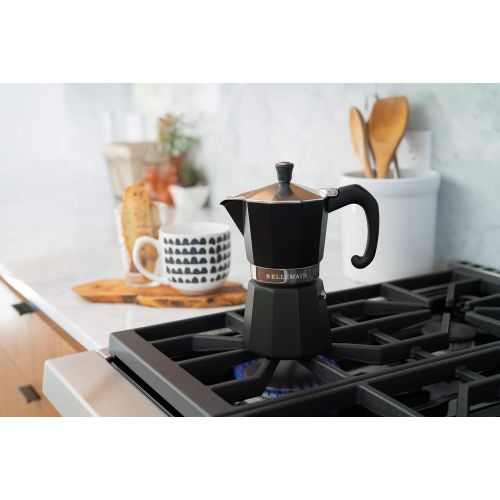  Bellemain Stovetop Espresso Maker Moka Pot (Black, 3 Cup)