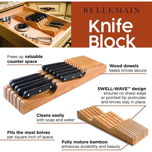  Bellemain 100% Pure Bamboo in Drawer Knife Block , Knife Organizer