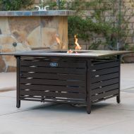 Belleze 40,000 BTU Square Rust-Resistant Gas Outdoor Propane Fire Pit Table Aluminum with Doors and Cover - Bronze