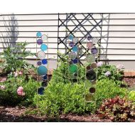 BelloGlass Glass garden art stake. Tall metal suncatcher sculpture for garden decor. Best gift idea for gardening lovers. Great housewarming present.