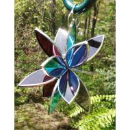 BelloGlass Stained glass flower garden art home decor yard decoration sun catcher glass sculpture gift for her housewarming gift wedding gift