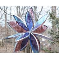 BelloGlass Stained glass flower garden art home decor yard decoration sun catcher glass sculpture gift for her housewarming gift wedding gift