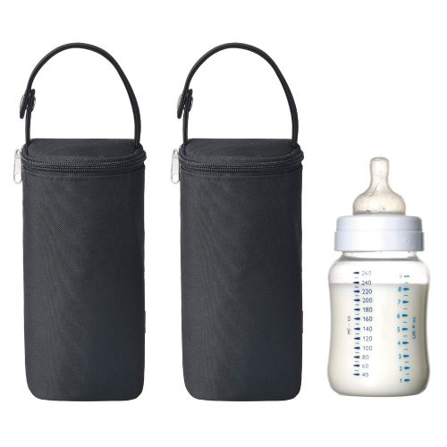  [아마존베스트]Bellotte Insulated Baby Bottle Bags (2 Pack) - Travel Carrier, Holder,Tote,Portable Breastmilk Storage (Black)