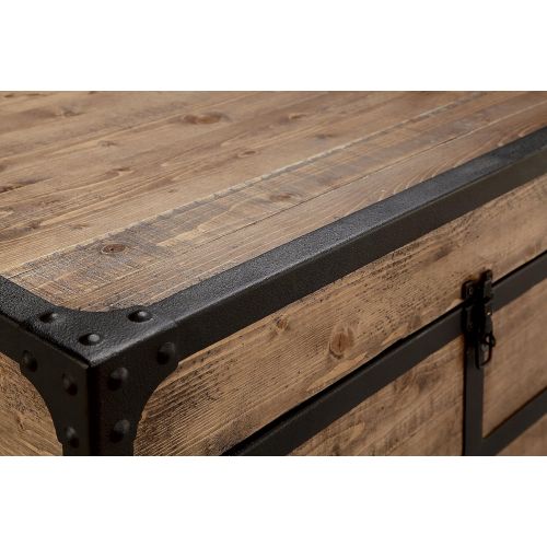  Belmont Magnussen T4039-67 T4039 Maguire Industrial Storage Trunk Coffee Table in Weathered Barley Finish