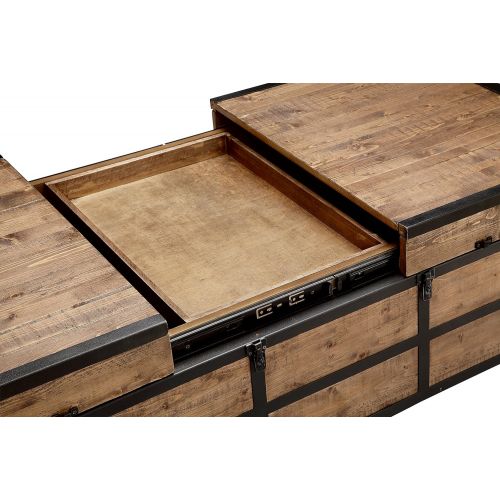  Belmont Magnussen T4039-67 T4039 Maguire Industrial Storage Trunk Coffee Table in Weathered Barley Finish