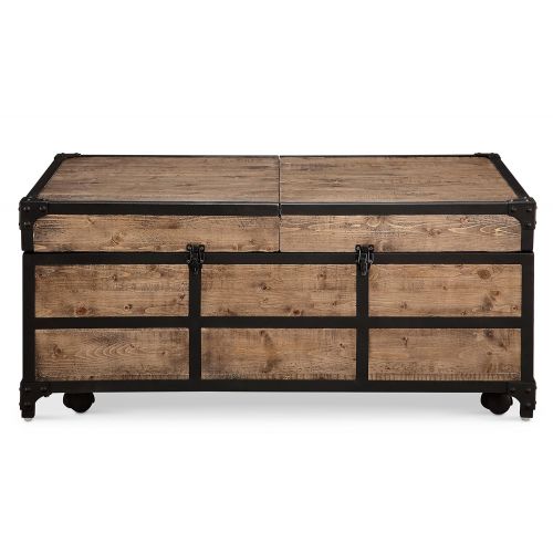  Belmont Magnussen T4039-67 T4039 Maguire Industrial Storage Trunk Coffee Table in Weathered Barley Finish