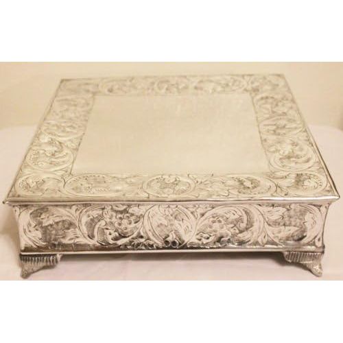  Belmont Cake Stands LLC 14 Inch Silver Square Wedding Cake Stand Plateau