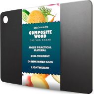 Wooden Cutting Board for Kitchen - Large Composite Wood Cutting Boards Dishwasher Safe 14.5 X 11.25 Inch - Thin, BPA Free & Eco-Friendly Chopping Board (Slate Black)