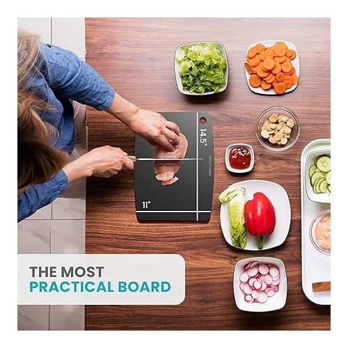  Wooden Cutting Board for Kitchen - Large Composite Wood Cutting Boards Dishwasher Safe 14.5 X 11.25 Inch - Thin, BPA Free & Eco-Friendly Chopping Board (Slate Black)