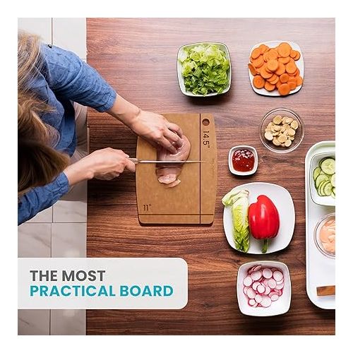  Wooden Cutting Board for Kitchen - Large Composite Wood Cutting Boards Dishwasher Safe 14.5 X 11.25 Inch - Thin, BPA Free & Eco-Friendly Chopping Board (Natural)