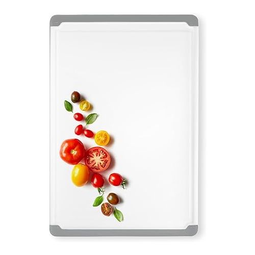  Large Cutting Boards for Kitchen - Dishwasher Safe Non-Slip Cutting Boards with Juice Grooves, Easy Grip Handles - Large and Thick Chopping Board Grey