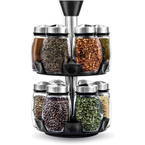  Belwares Spice Rack Organizer for Cabinet - Seasoning, Herb and Spice Organizer with 12 Jars and Labels - Spinning Spice Rack - Compact Seasoning Organizer to Fit Cabinets or Countertops (S