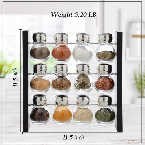  Belwares Spice Rack Organizer - Elegant Spice Organizer, Spice Rack with 12 Jars, Seasoning Rack, Compact Spice Rack Organizer for Cabinet or Countertop - Good for Medicine, Craft, Herb or