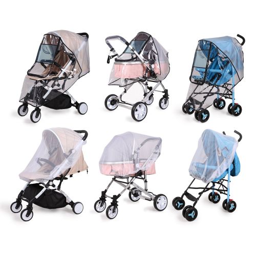  Bemece Stroller Rain Cover Universal + Mosquito Net (2-Piece Set), Baby Travel Weather Shield …