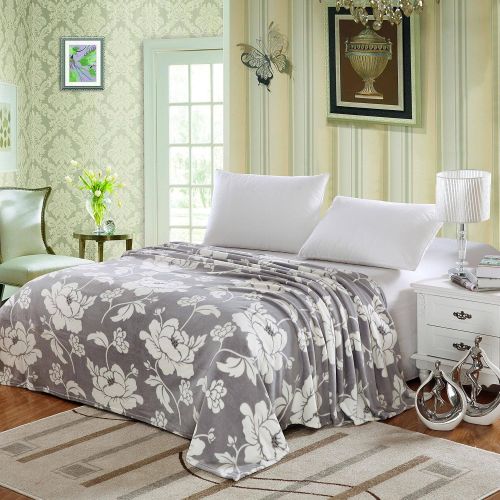  Ben&Jonah Ultra Comfort Floral Microplush Blanket - Grey (King)