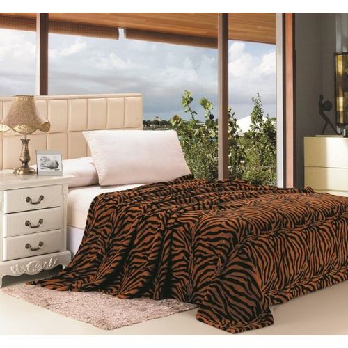  Ben&Jonah Safari Animal Print Ultra Soft Brown Zebra King Size Microplush Blanket