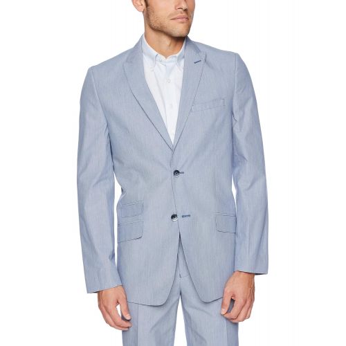  Ben+Sherman Ben Sherman Mens Solid Blue Stretch Cotton Suit