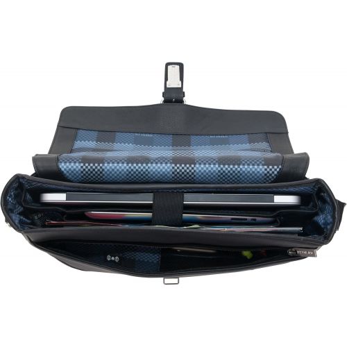  Ben Sherman Leather Single Compartment 15 Laptop Messenger Bag (RFID), Black