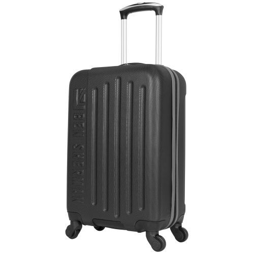  Ben Sherman Leicester 20 Lightweight Durable Hardside 4-Wheel Spinner Carry-On Luggage, Black With Gray