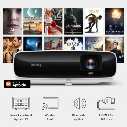 벤큐 BenQ TK810 4K HDR Wireless Smart Home Projector | YouTube Netflix Streaming App Ready | iPhone Android Casting Support | Built-in Bluetooth 4.0 for Wireless Speaker