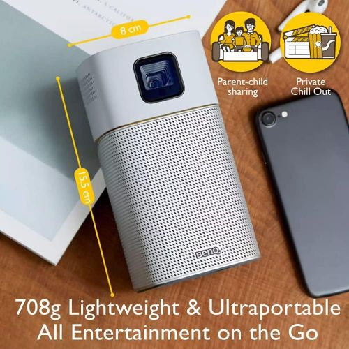 벤큐 [아마존베스트]BenQ Mini Projector GV1 with Bluetooth Speaker, WiFi, HDMI to USB-C Connection