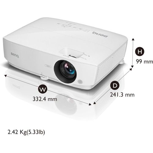 벤큐 BenQ WXGA Business Projector (MW535A), DLP, 3600 Lumens, 15,000:1 Contrast, Dual HDMI, 15,000hrs Lamp Life, 3D Compatible, 1.2X Zoom, 1280x800, 2W Speaker