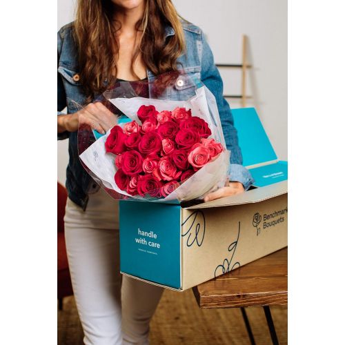  Benchmark Bouquets 2 Dozen Blushing Beauty Roses, No Vase (Fresh Cut Flowers)