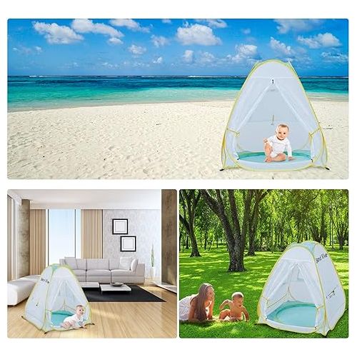  Pop Up Baby Beach Tent, UPF 50+ Sun Shelter with Pool, Portable Mosquito Net for Infant