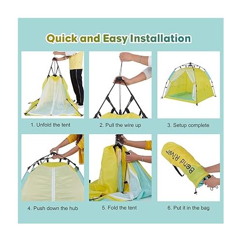  Automatic Instant Baby Tent with Pool, UPF 50+ Beach Sun Shelter, Portable Mosquito Net for Infant