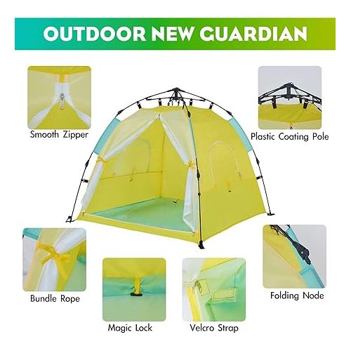  Automatic Instant Baby Tent with Pool, UPF 50+ Beach Sun Shelter, Portable Mosquito Net for Infant