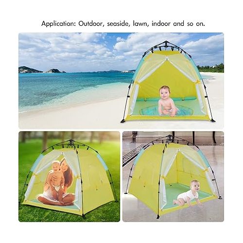  Automatic Instant Baby Tent with Pool, UPF 50+ Beach Sun Shelter, Portable Mosquito Net for Infant