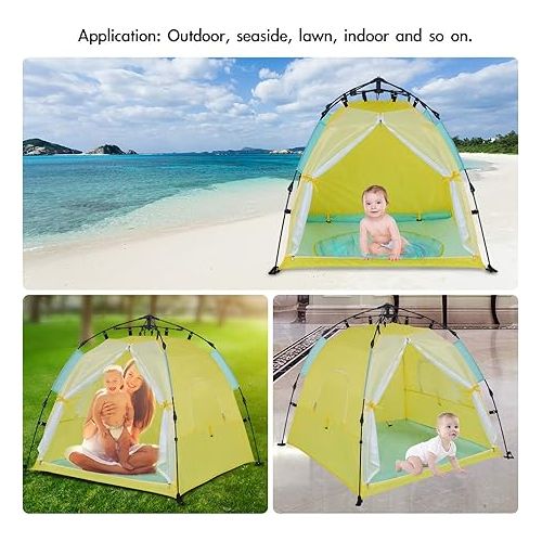  Automatic Instant Baby Tent with Pool, UPF 50+ Beach Sun Shelter, Portable Mosquito Net for Infant