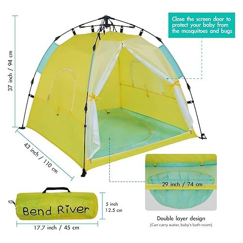  Automatic Instant Baby Tent with Pool, UPF 50+ Beach Sun Shelter, Portable Mosquito Net for Infant