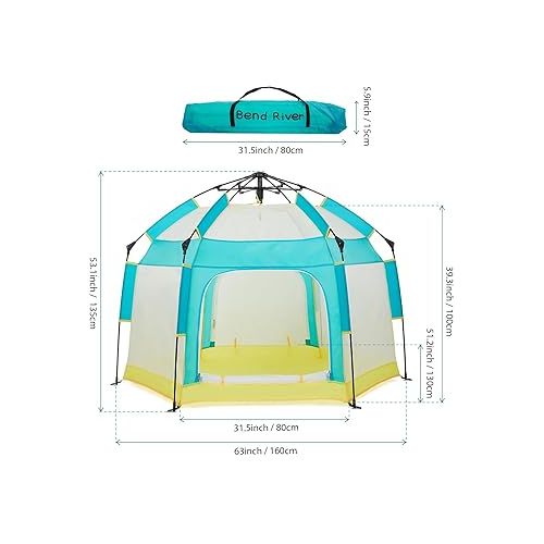  Baby Playpen with Canopy, Portable Baby Beach Tent, Toddler Play Yard Indoor and Outdoor, Foldable Mosquito Net for Infant - Green