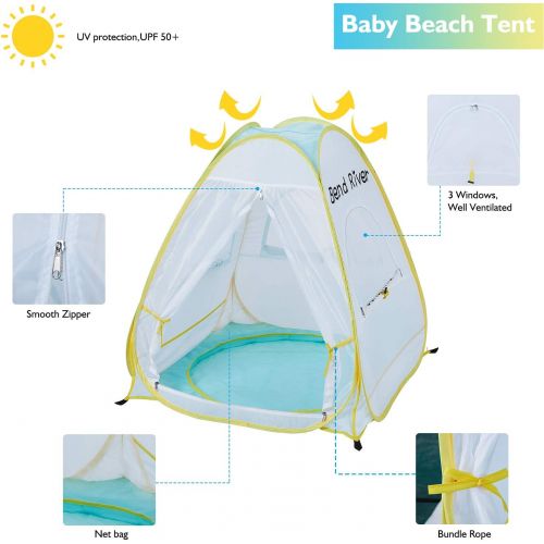  Bend River Pop Up Baby Beach Tent, UPF 50+ Sun Shelter with Pool, Portable Mosquito Net for Infant