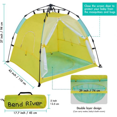  Bend River Automatic Instant Baby Tent with Pool, UPF 50+ Beach Sun Shelter, Portable Mosquito Net/Travel Bed for Infant