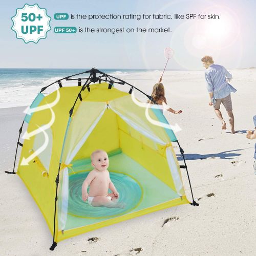  Bend River Automatic Instant Baby Tent with Pool, UPF 50+ Beach Sun Shelter, Portable Mosquito Net/Travel Bed for Infant