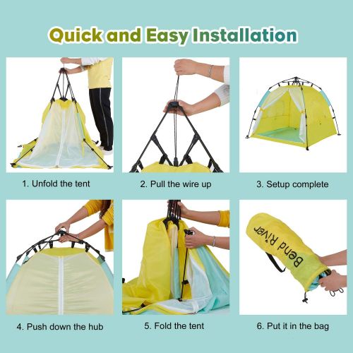  Bend River Automatic Instant Baby Tent with Pool, UPF 50+ Beach Sun Shelter, Portable Mosquito Net/Travel Bed for Infant