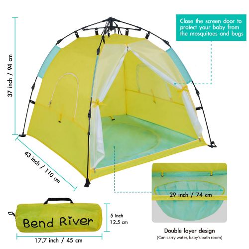  Bend River Automatic Instant Baby Tent with Pool, UPF 50+ Beach Sun Shelter, Portable Mosquito Net/Travel Bed for Infant