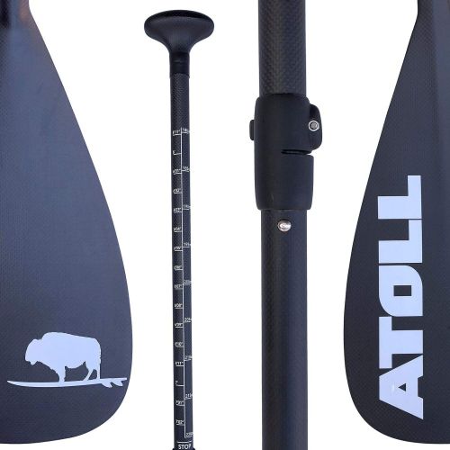  Bending Atoll ISUP Carbon Fiber Paddle Board Paddle, 100 Percent, 3 Piece Adjustable Sup Board Travel Paddle with Carbon Fiber Blade