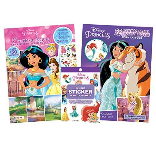  Bendon Disney Princess Coloring Book and Sticker Activity Pad with Tattoos, Stickers and Crayons