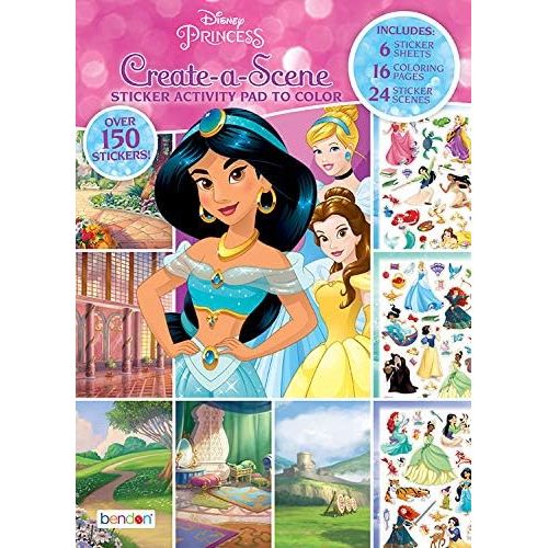  Bendon Disney Princess Coloring Book and Sticker Activity Pad with Tattoos, Stickers and Crayons