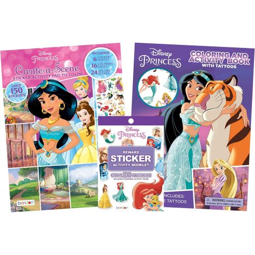  Bendon Disney Princess Coloring Book and Sticker Activity Pad with Tattoos, Stickers and Crayons