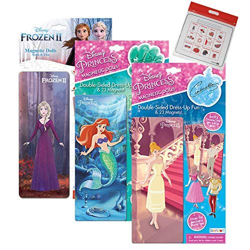  Bendon Disney Princess Magnetic Activity Set 3 Pack for Girls: Magnet Paperdoll Tins with Frozen, The Little Mermaid, and Cinderella