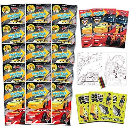  Bendon Set of 15 Kids Play Packs Fun Party Favors Coloring Book Crayons Stickers (Disney Cars)