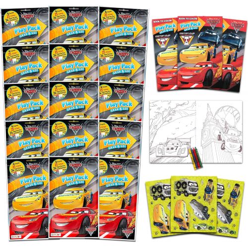  Bendon Set of 15 Kids Play Packs Fun Party Favors Coloring Book Crayons Stickers (Disney Cars)