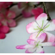 BeneathTheRowanTree Spring Blossoms: Wool Felt Apple Blossom Set of 18 (all natural decor, crafts, nature table, loose parts) 100% Wool, Hand Painted